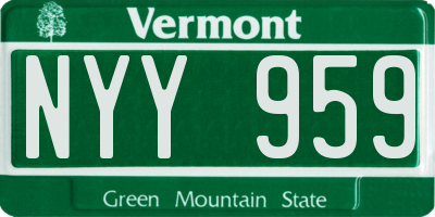VT license plate NYY959