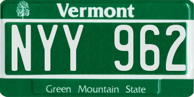 VT license plate NYY962