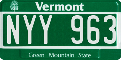 VT license plate NYY963