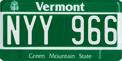 VT license plate NYY966