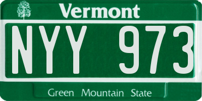 VT license plate NYY973