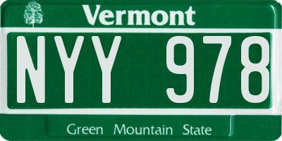 VT license plate NYY978