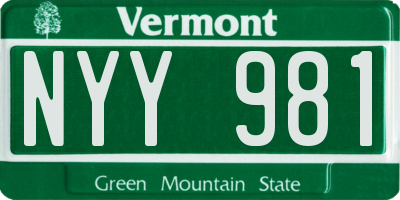 VT license plate NYY981