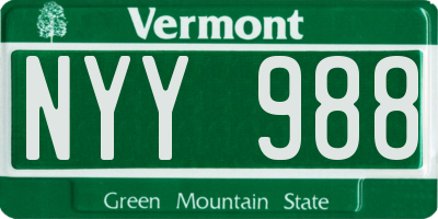 VT license plate NYY988