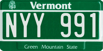 VT license plate NYY991