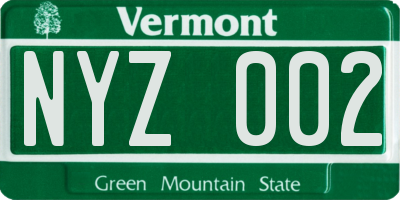 VT license plate NYZ002