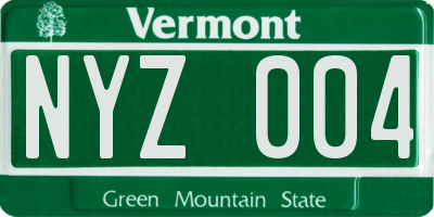 VT license plate NYZ004