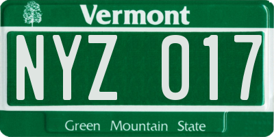 VT license plate NYZ017