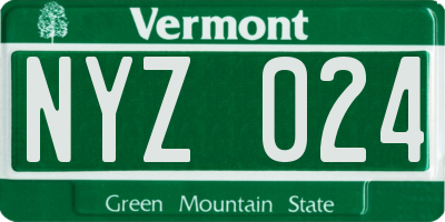 VT license plate NYZ024