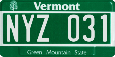 VT license plate NYZ031