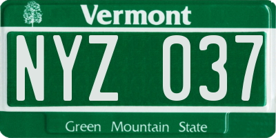 VT license plate NYZ037