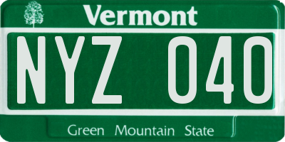 VT license plate NYZ040