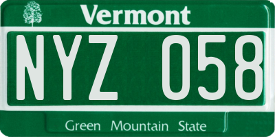 VT license plate NYZ058