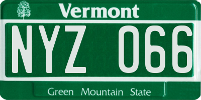 VT license plate NYZ066