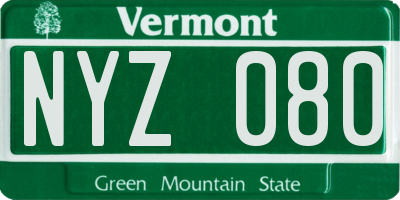 VT license plate NYZ080