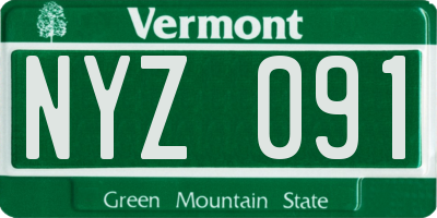 VT license plate NYZ091