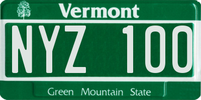 VT license plate NYZ100