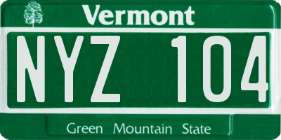 VT license plate NYZ104
