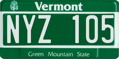 VT license plate NYZ105