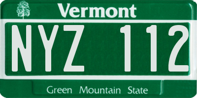 VT license plate NYZ112
