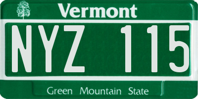 VT license plate NYZ115