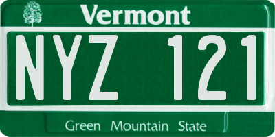 VT license plate NYZ121