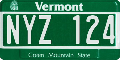 VT license plate NYZ124