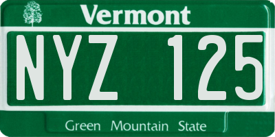 VT license plate NYZ125