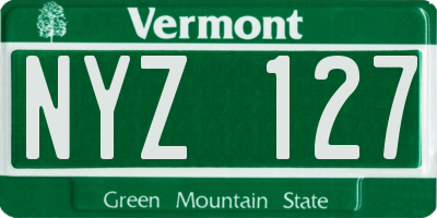 VT license plate NYZ127
