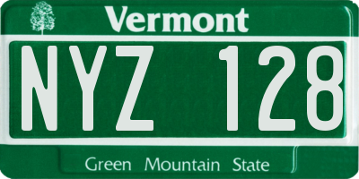 VT license plate NYZ128