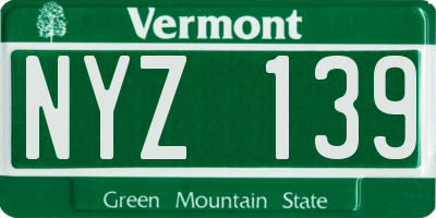 VT license plate NYZ139