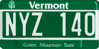 VT license plate NYZ140