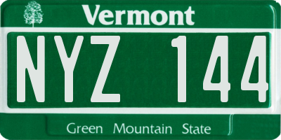 VT license plate NYZ144