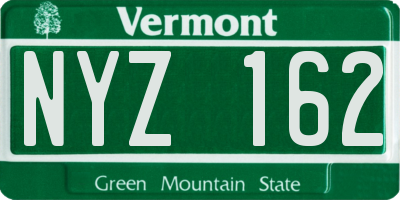 VT license plate NYZ162