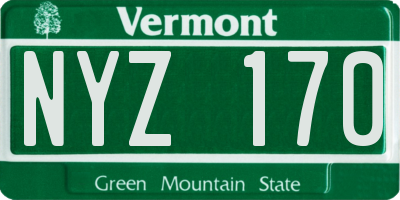 VT license plate NYZ170