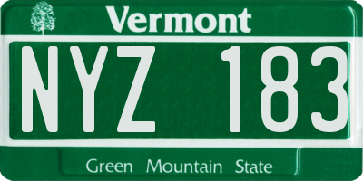 VT license plate NYZ183