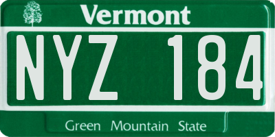 VT license plate NYZ184