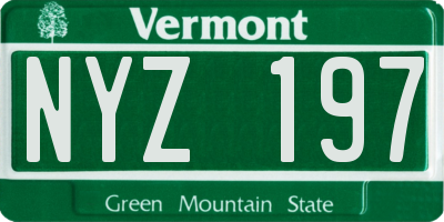 VT license plate NYZ197