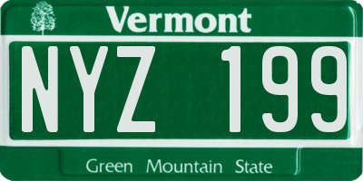 VT license plate NYZ199