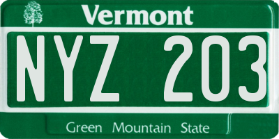 VT license plate NYZ203
