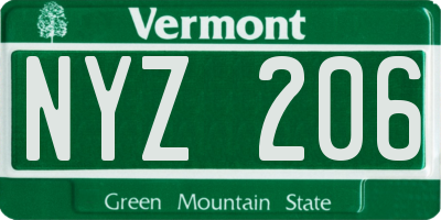 VT license plate NYZ206