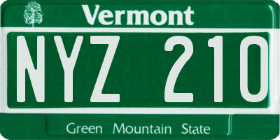 VT license plate NYZ210