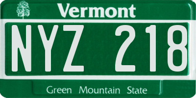 VT license plate NYZ218