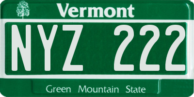 VT license plate NYZ222