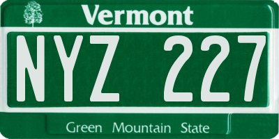 VT license plate NYZ227