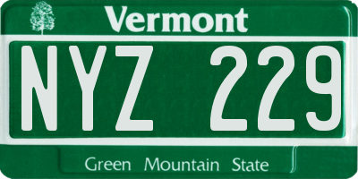 VT license plate NYZ229