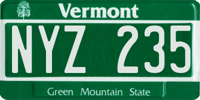 VT license plate NYZ235