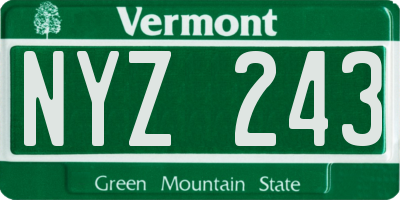 VT license plate NYZ243
