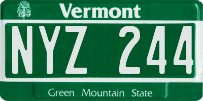 VT license plate NYZ244