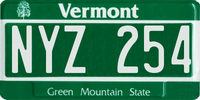 VT license plate NYZ254
